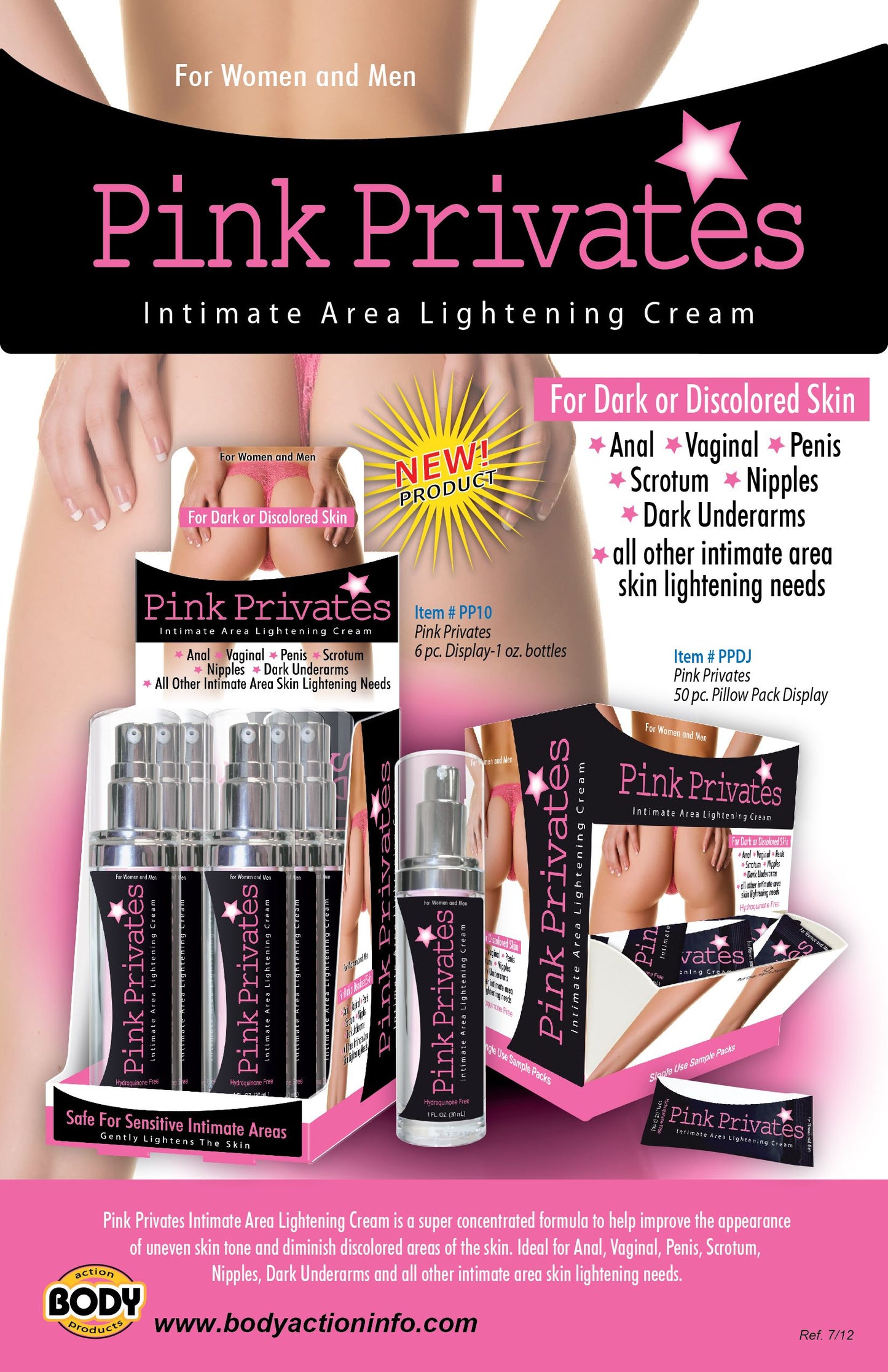 Pink Privates 1 Oz 6pc Bottle Counter Display