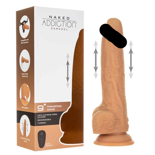 Naked Addiction 9in Caramel Thrusting Dong W/ Remote