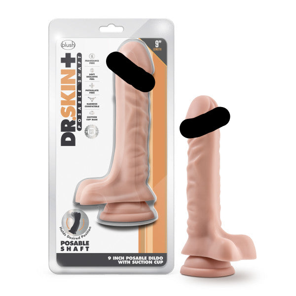 Dr Skin Plus 9in Posable Dildo W/ Balls