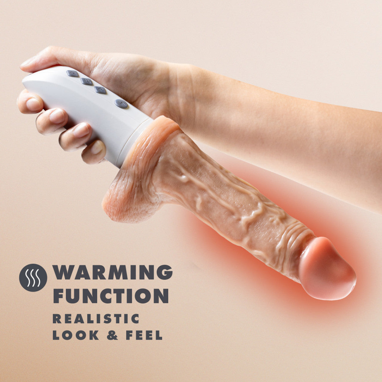 Dr Skin Silicone Dr Hammer 7in Thrusting Dildo W/ Handle Beige