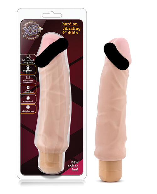 X5 9in Hard On Vib Dildo Natural
