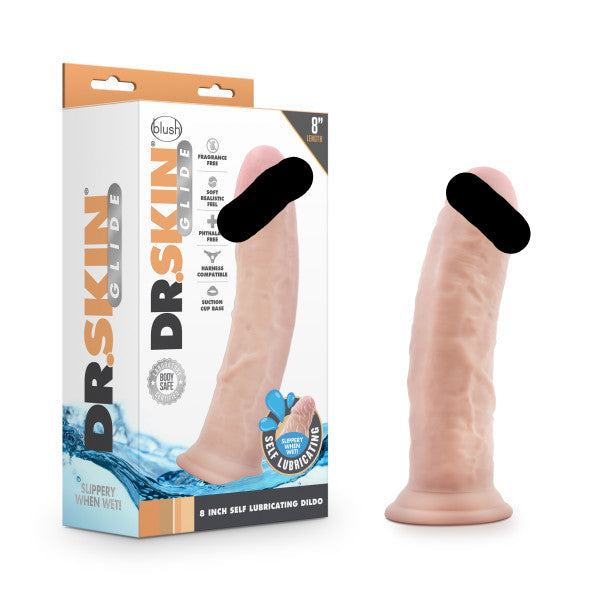 Dr Skin Glide 8in Self Lubricating Dildo Vanilla