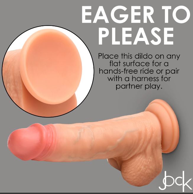 Jock Real Skin 8 Silicone Dildo W/balls Light "