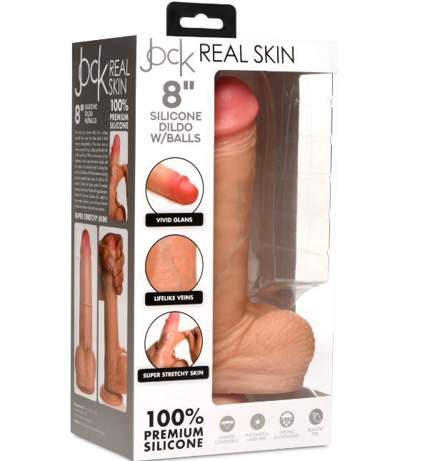 Jock Real Skin 8 Silicone Dildo W/balls Light "