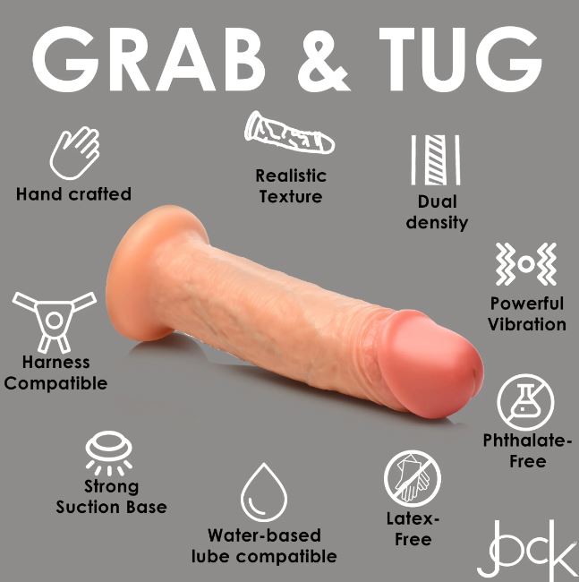Jock Real Skin 8 Vibrating Silicone Dildo Light "