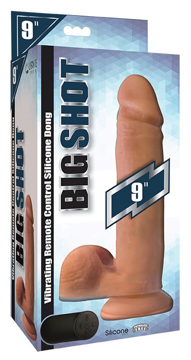 Big Shot Vibrating Remote Control Silicone Dong W/ Balls Vanilla