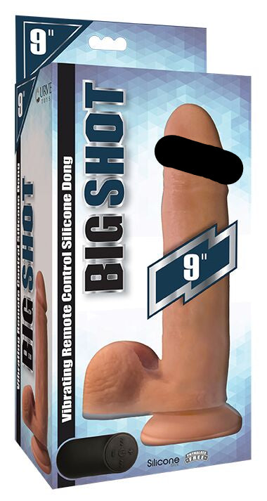 Big Shot Vibrating Remote Control Silicone Dong W/ Balls Vanilla