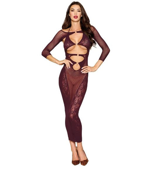 Bodystocking Gown & Shrug Cherry Lacquer O/s