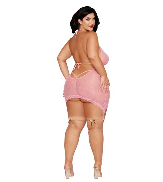 Garter Slip & G-string Petal Pink Q/s
