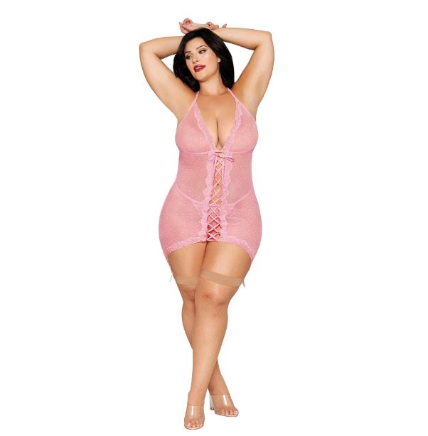 Garter Slip & G-string Petal Pink Q/s
