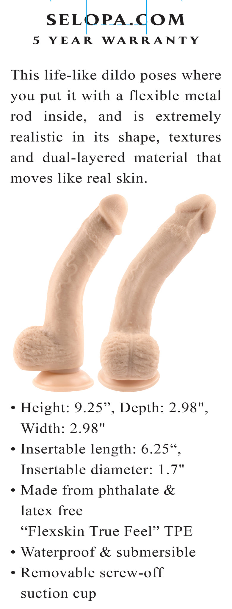 Selopa 7 In Natural Feel Flexskin Dildo