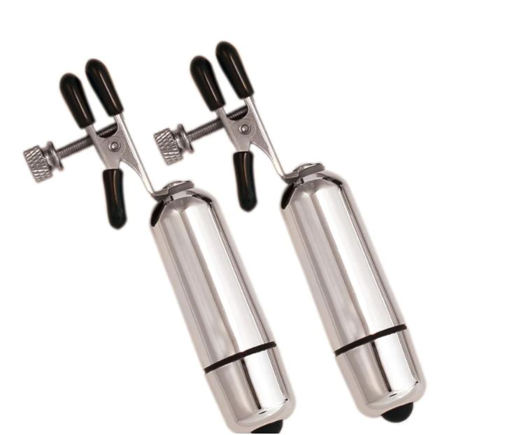 Kink Collection Vibrating Nipple Clamps Silver