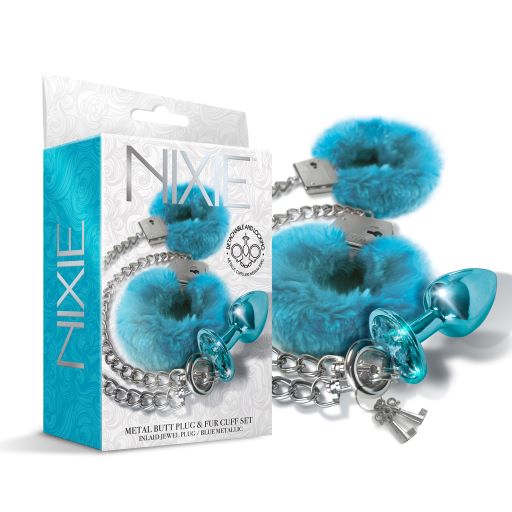 Nixie Metal Plug & Furry Cuff Set Metallic