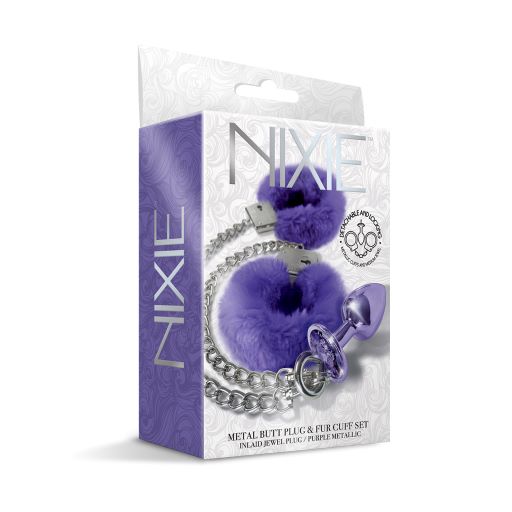 Nixie Metal Plug & Furry Cuff Set Metallic