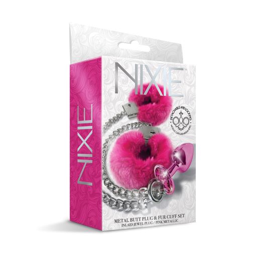 Nixie Metal Plug & Furry Cuff Set Metallic
