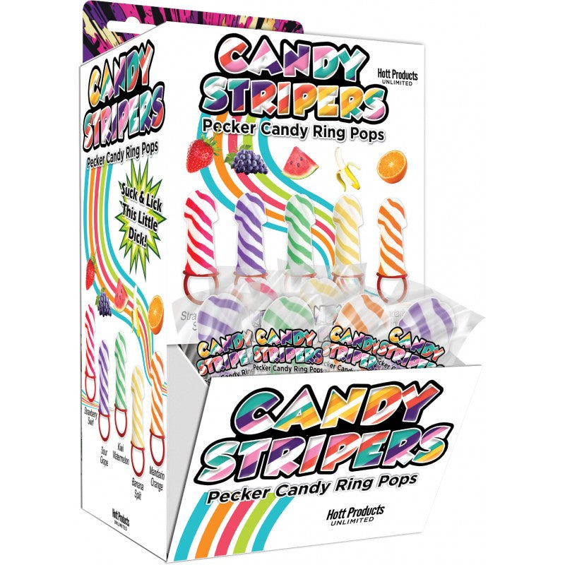Candy Stripers Pecker Candy Ring Pop Asst. 36pc Display