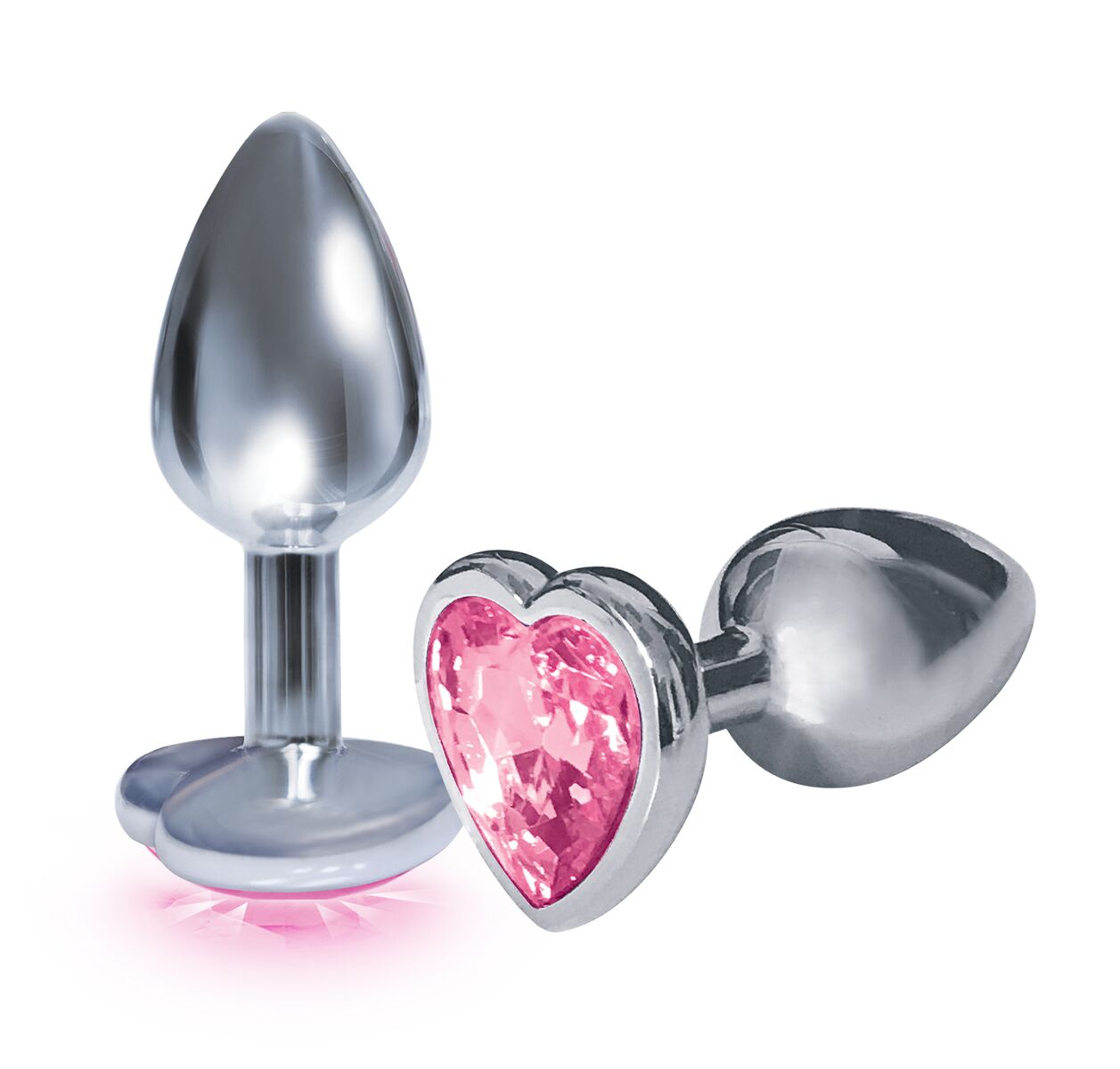 9's Silver Starter Heart Bejeweled Steel Plug