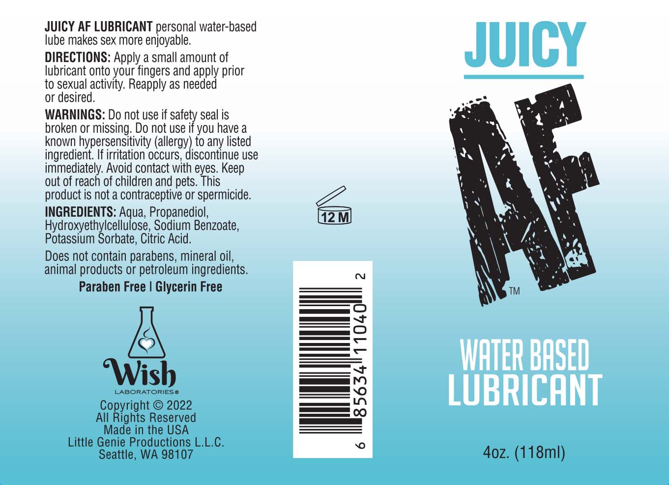 Af Lube Water Based Bottle