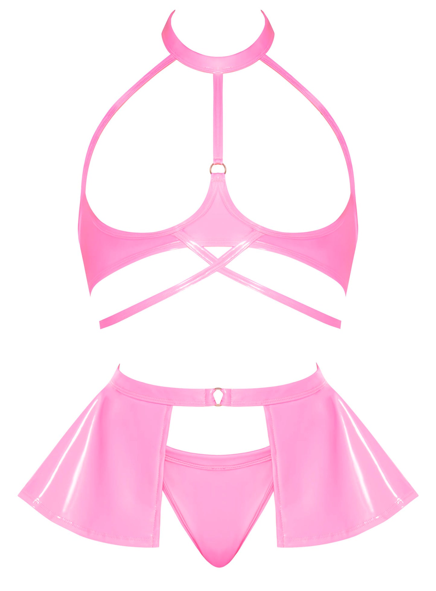 Club Candy Bra Skirt & Thong Pink
