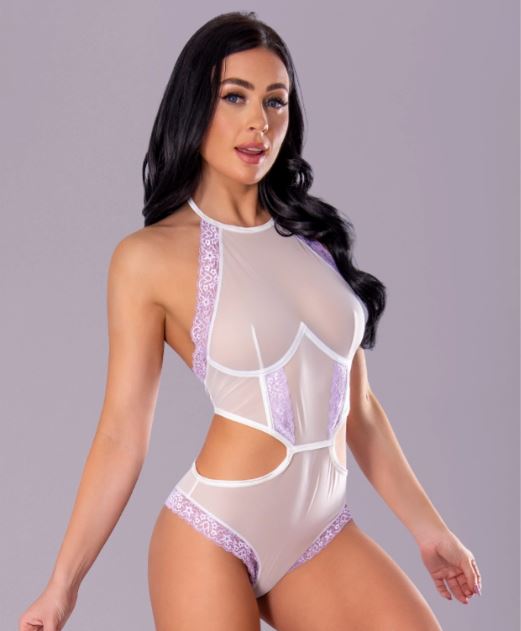 Sheer Passion Halter Teddy White S/m