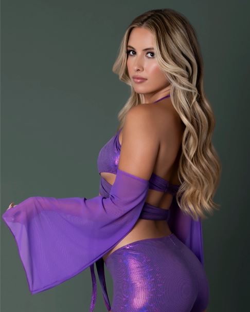 Glimmer Bralette & Shorts Metallic Purple S/m