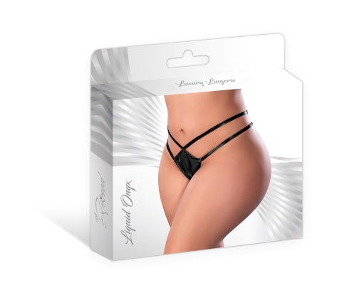 Liquid Onyx Crotchless Panty Black