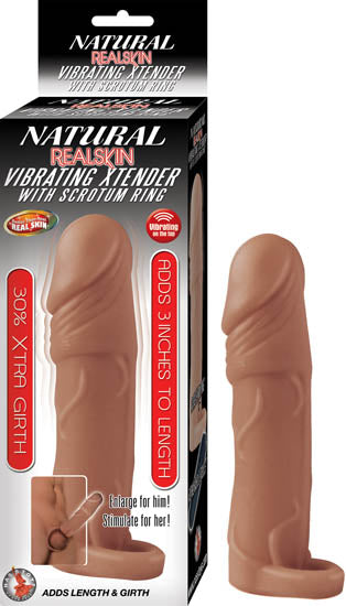 Natural Realskin Vibrating Xtender W/ Scrotum Ring
