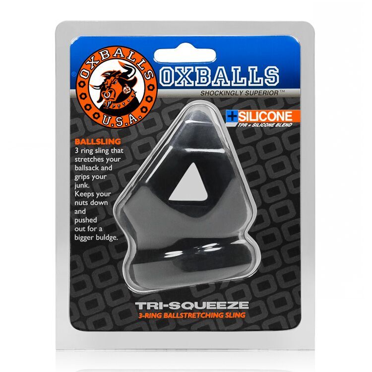 Tri Squeeze Cocksling Ball Stretcher Oxballs Silicone Tpr Blend Ice