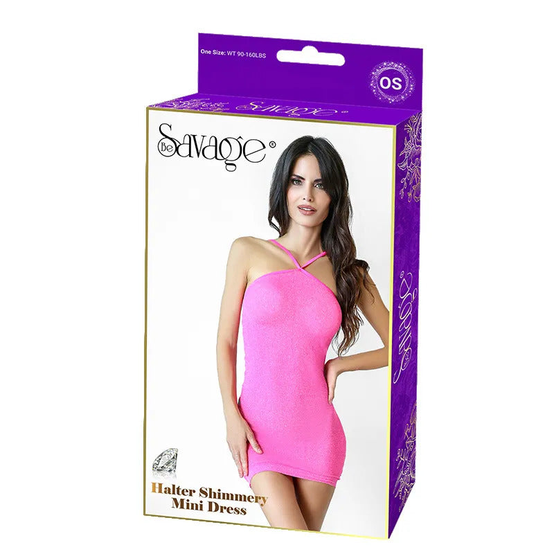 Halter Shimmery Mini Dress