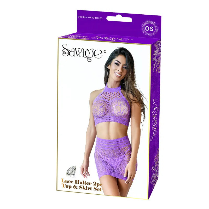 Lace Halter 2pc Top & Skirt Set