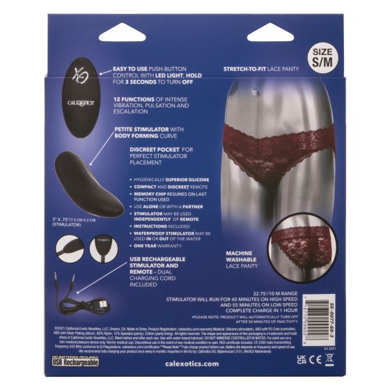 Remote Control Lace Panty Set Burgundy