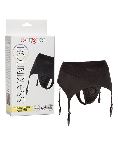 Boundless Thong W/ Garter Harness Black