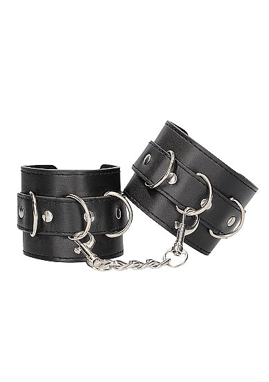 B&w Bonded Leather Hand/ Ankle Cuffs W/ Adjustable Straps