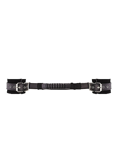 B&w Bonded Leather Hand Cuffs W/ Handle & Adjustable Straps