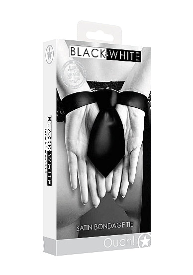 B&w Satin Bondage Tie Black