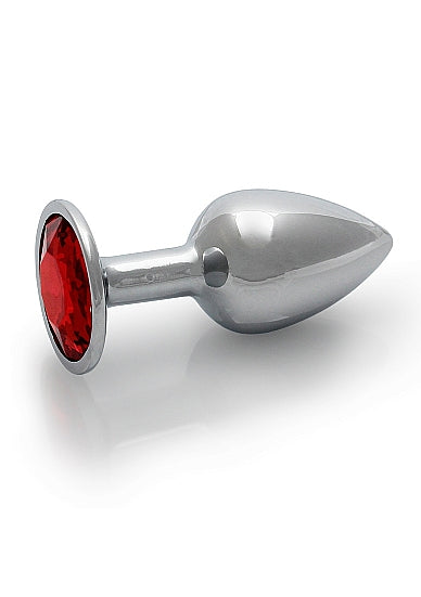 Round Gem Butt Plug Silver Ruby Red
