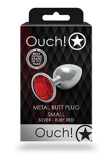 Round Gem Butt Plug Silver Ruby Red