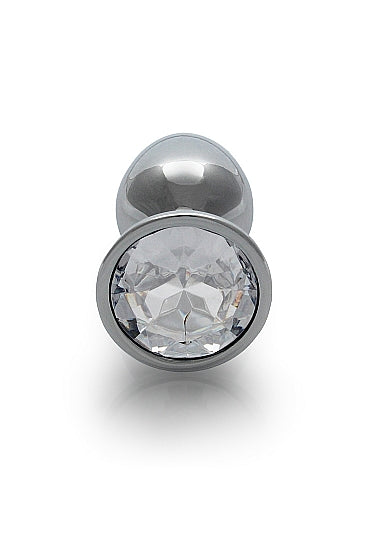 Round Gem Butt Plug Silver Diamond
