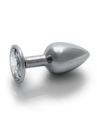 Round Gem Butt Plug Silver Diamond