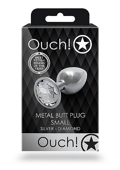 Round Gem Butt Plug Silver Diamond