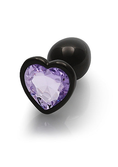 Heart Gem Butt Plug Gunmetal Amethyst