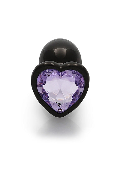 Heart Gem Butt Plug Gunmetal Amethyst