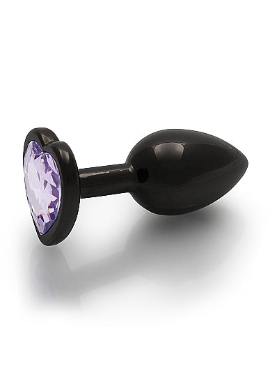 Heart Gem Butt Plug Gunmetal Amethyst