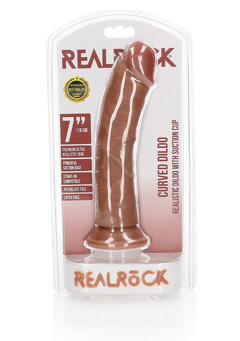 Realrock 7in Realistic Dildo Curved Tan