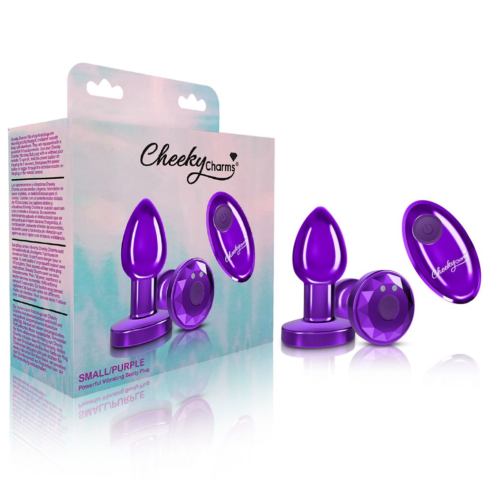 Cheeky Charms Vibrating Metal Plug Purple W/ Remote