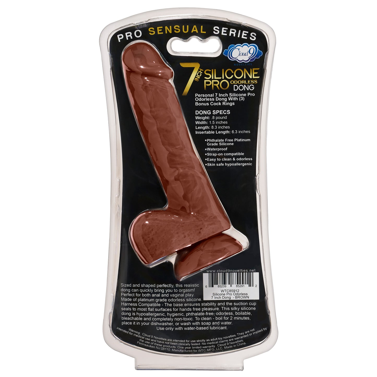 Pro Sensual Premium Silicone Dong W/ 3 C Rings
