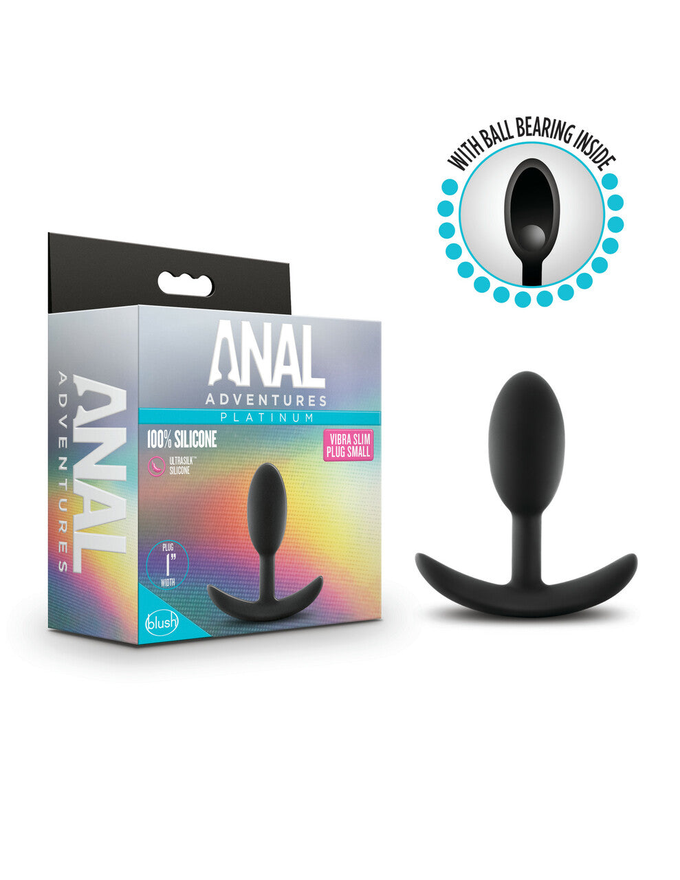 Anal Adventures Platinum Silicone Vibra Slim Plug Black