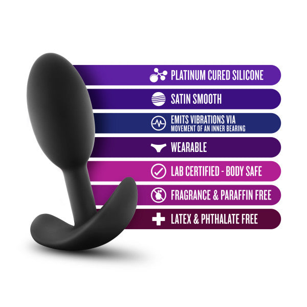 Anal Adventures Platinum Silicone Vibra Slim Plug Black