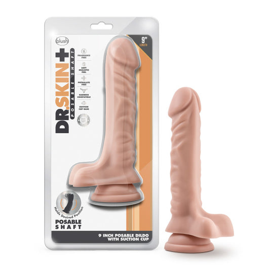 Dr Skin Plus 9in Posable Dildo W/ Balls