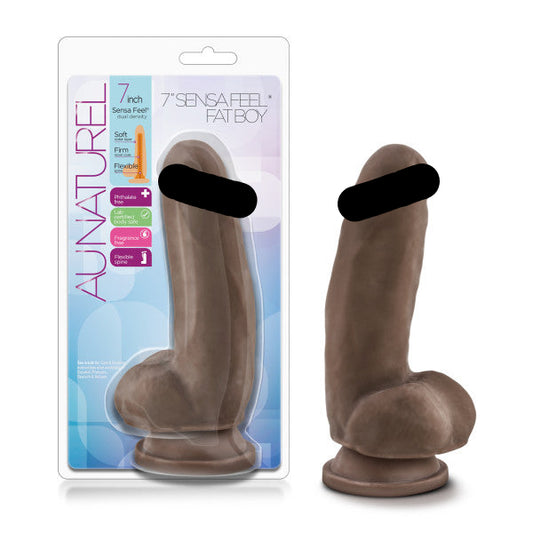 Au Naturel 7 Sensa Feel Fat Boy Chocolate Realistic Dildo "